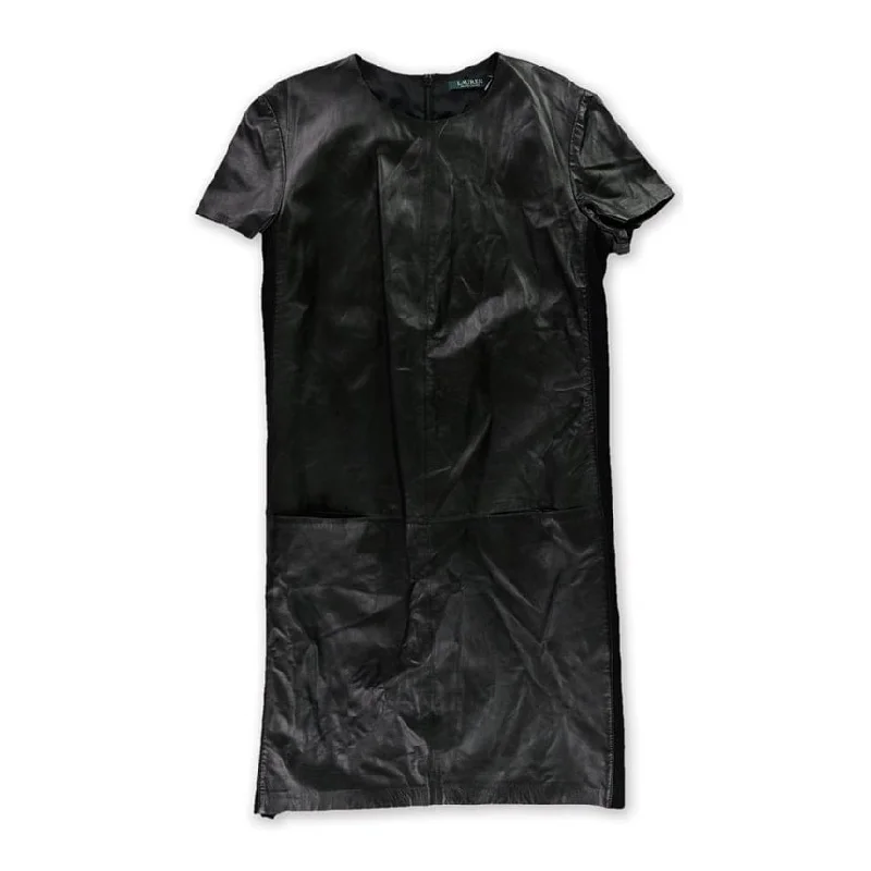 Energetic Ralph Lauren Womens Wool Panel Shift Dress, Black, Large