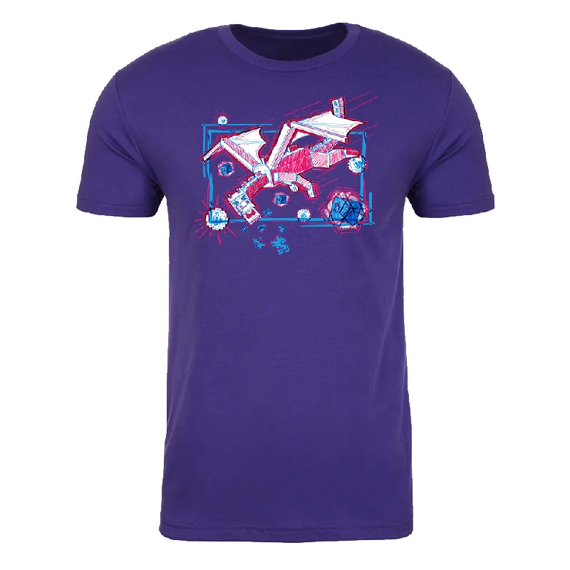 Cozy Chic Minecraft Acid Sketch Ender Dragon Adult Short Sleeve T-Shirt