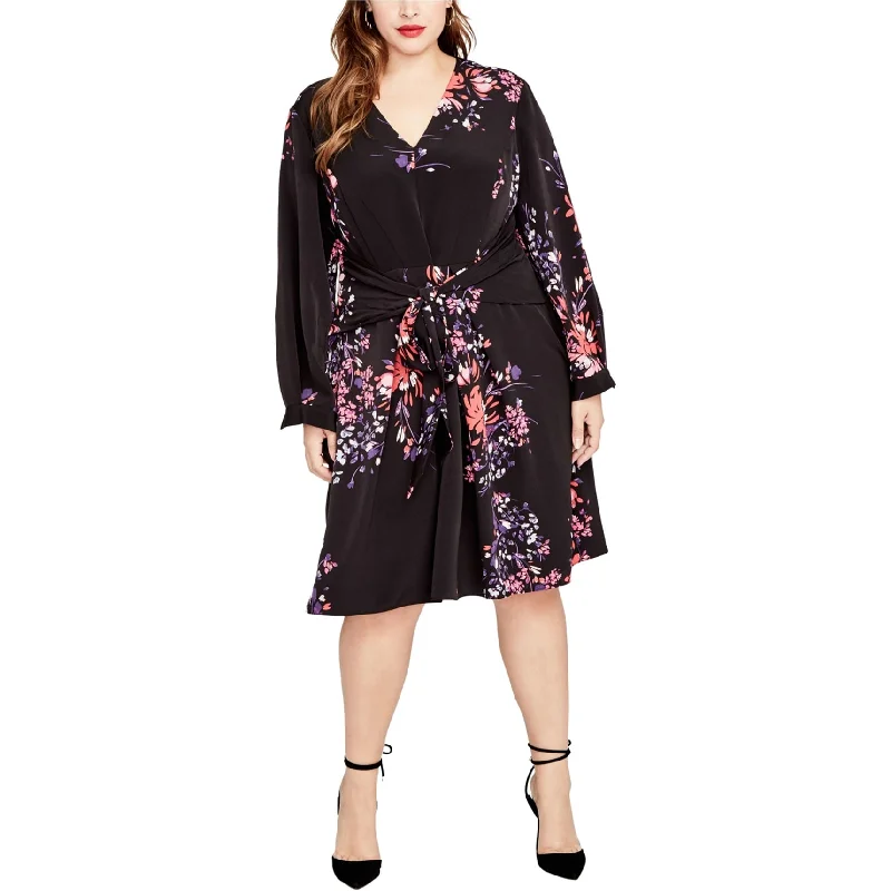 Personalized Outfit Rachel Roy Womens Tie Waist Midi Dress, Black, 16W