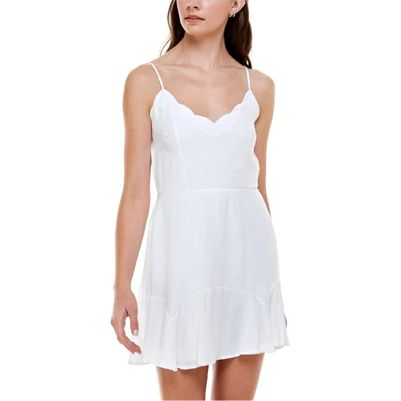 Comfortable Design Trixxi Womens Scalloped Trim Flounce Dress, White, XX-Small
