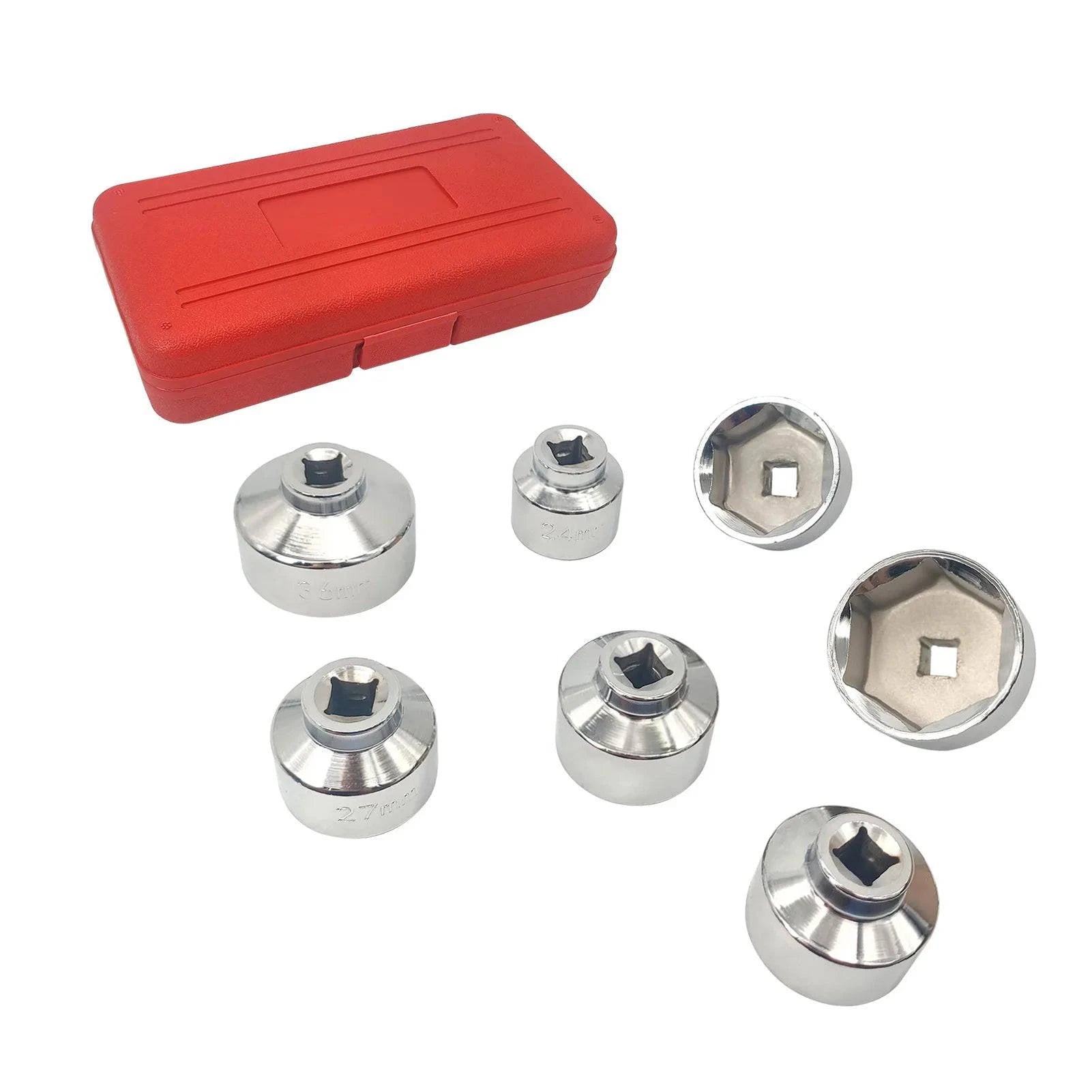 Sweet Breath 7 Pieces 3/8'' Oil Filter Cap Wrench Socket Set Tool Kit, 24 27 29 30 32 36 38mm Replacement for Mercedes Benz VW BMW