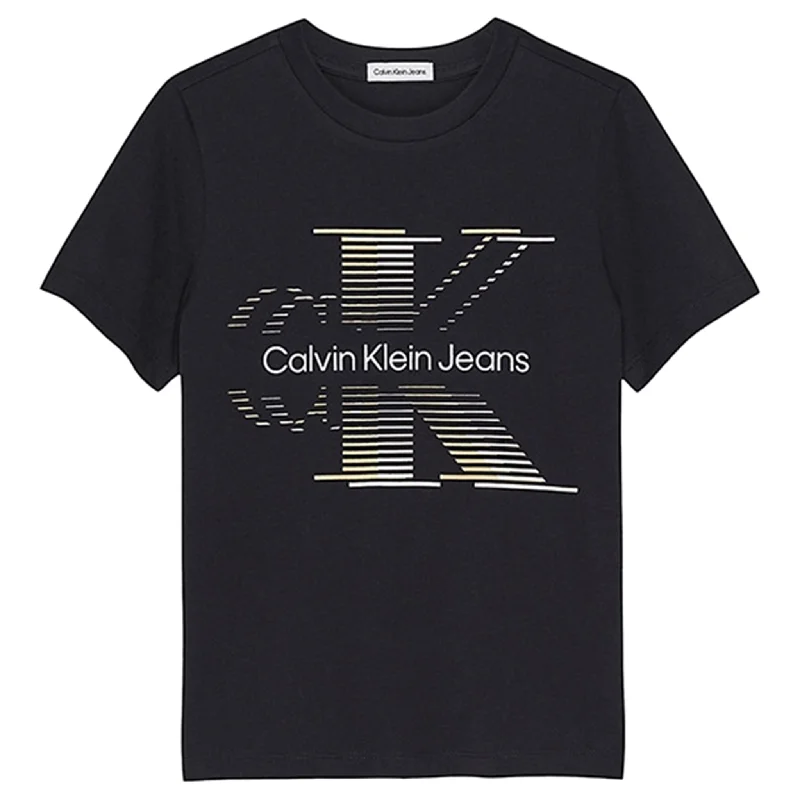 Noble Temperament Calvin Klein Lined Monogram T-Shirt Black