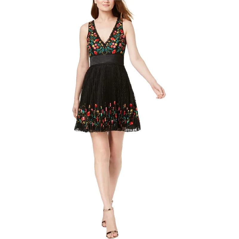 Energy Plan French Connection Womens Embroidered Lace A-line Dress, Black, 0