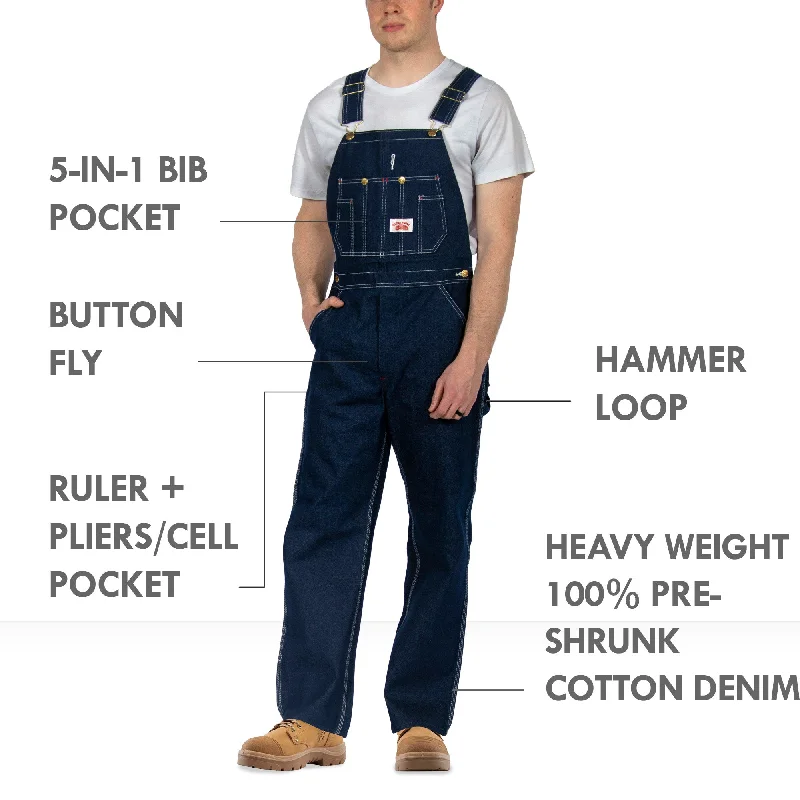 Cozy Fit #327 Made in USA Button Fly Blue Denim Bib Overalls