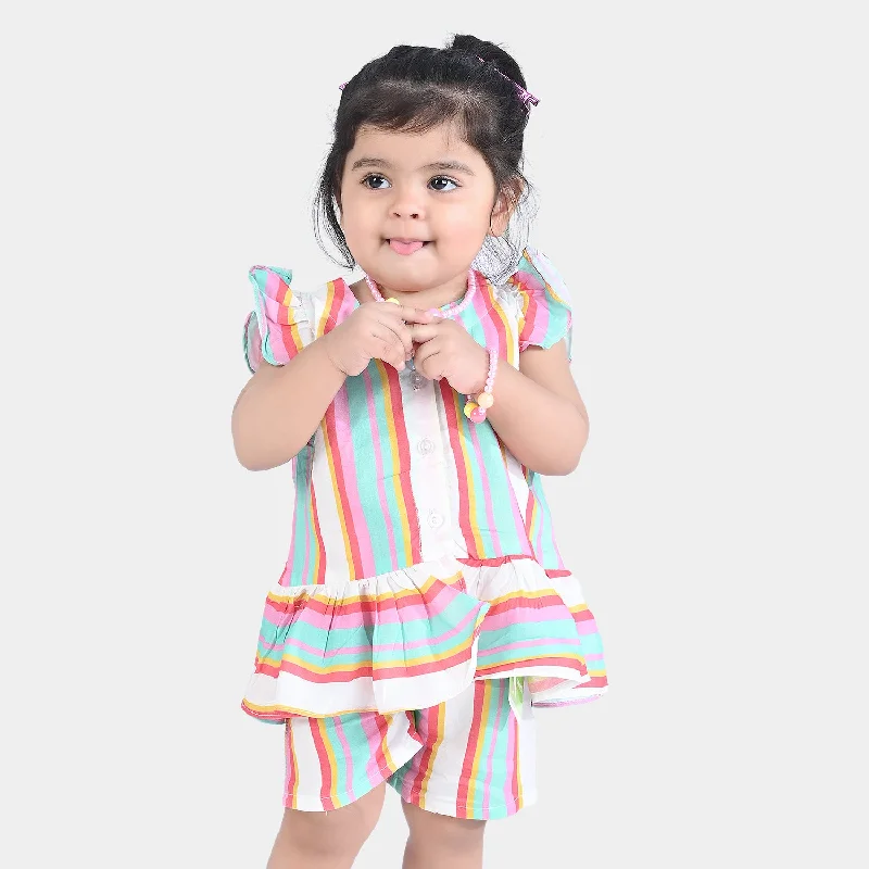 Affordable selection Infant Girls Viscose Casual Top Colour Full Lines-Multi