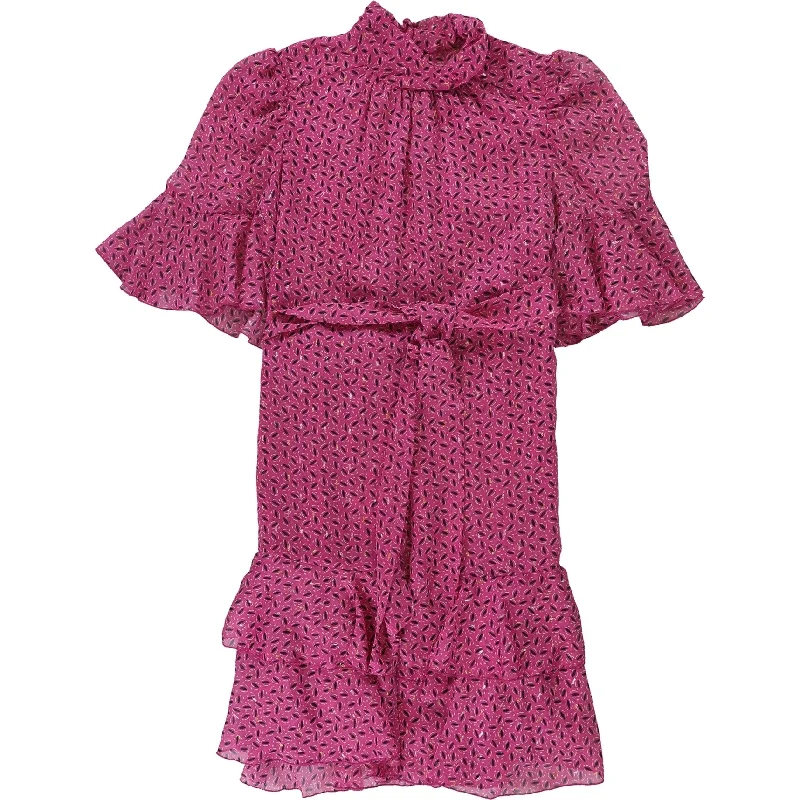 Comfortable Looks Sabina Musayev Womens Belted Ruffle Hem Tiered Dress, Pink, X-Small