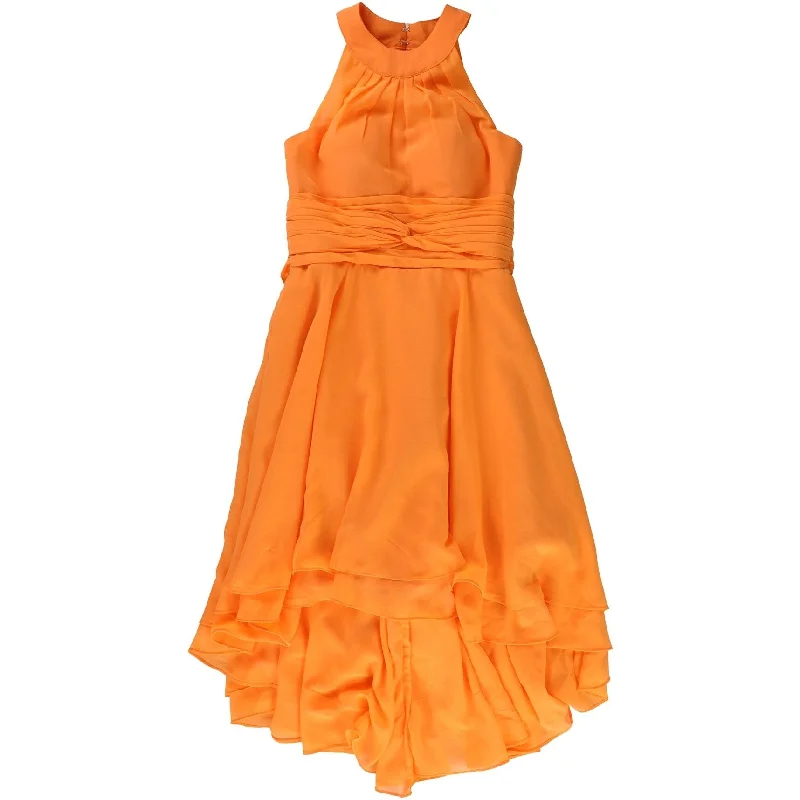 Multifunctional Style Tags Weekly Womens Padded High Waist Dress, Orange, 2