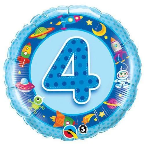 Embroidered Letters 18 inch AGE 4 BLUE SPACESHIPS & ALIENS