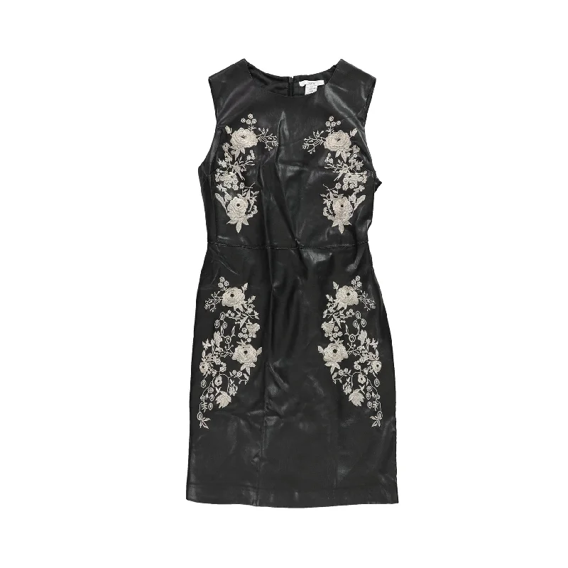 Stylish Comfort bar III Womens Embroidered Bodycon Pencil Dress, Black, XX-Small