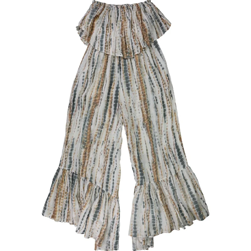 Embroidered Letters Free People Womens Tie-Dye Stripe Jumpsuit, Multicoloured, X-Small