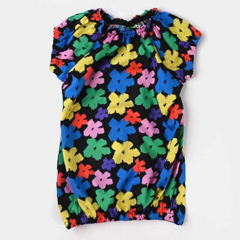 Noble Temperament Infant Girls Viscose Casual Top Adorable-Multi
