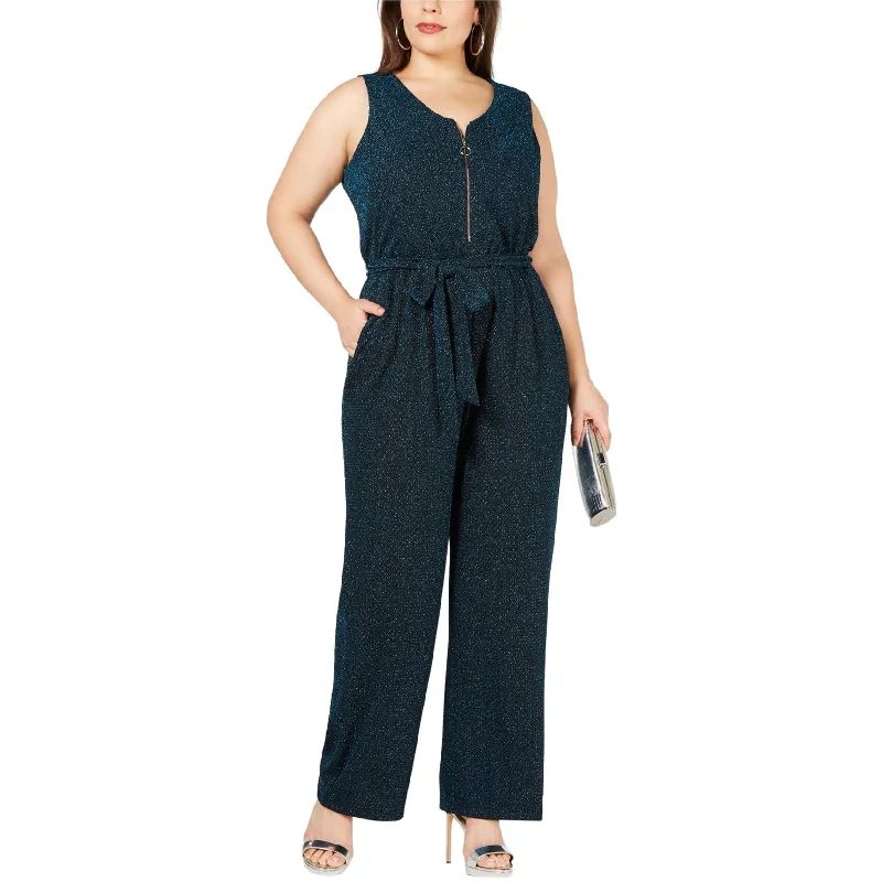 Fashion Trend NY Collection Womens Metallic Jumpsuit, Black, 1X