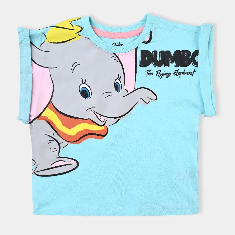 Wearable At Home Or Out Infant Girls Slub Jersey T-Shirts Dumbo-T-Turquois