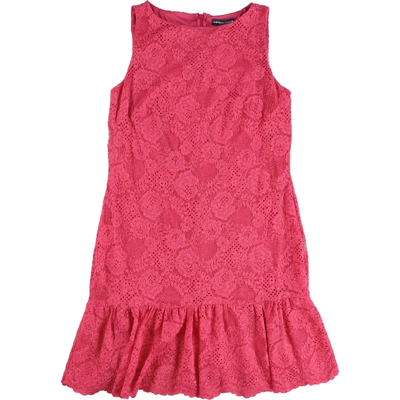 Classic Items American Living Womens Lace Flounce Dress, Pink, 14