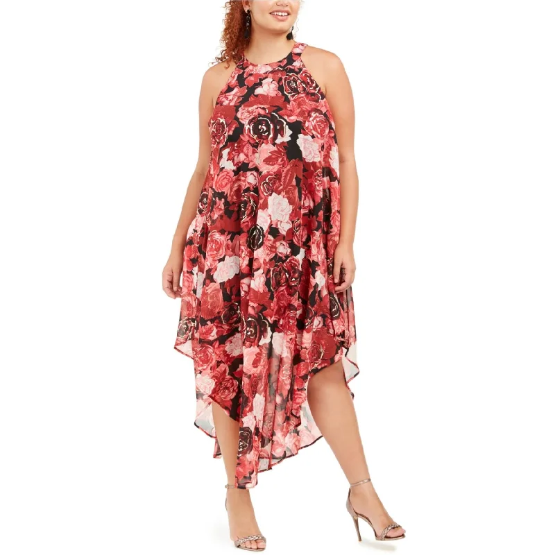 Fresh And Simple Love Squared Womens Floral Midi Dress, Red, 3X