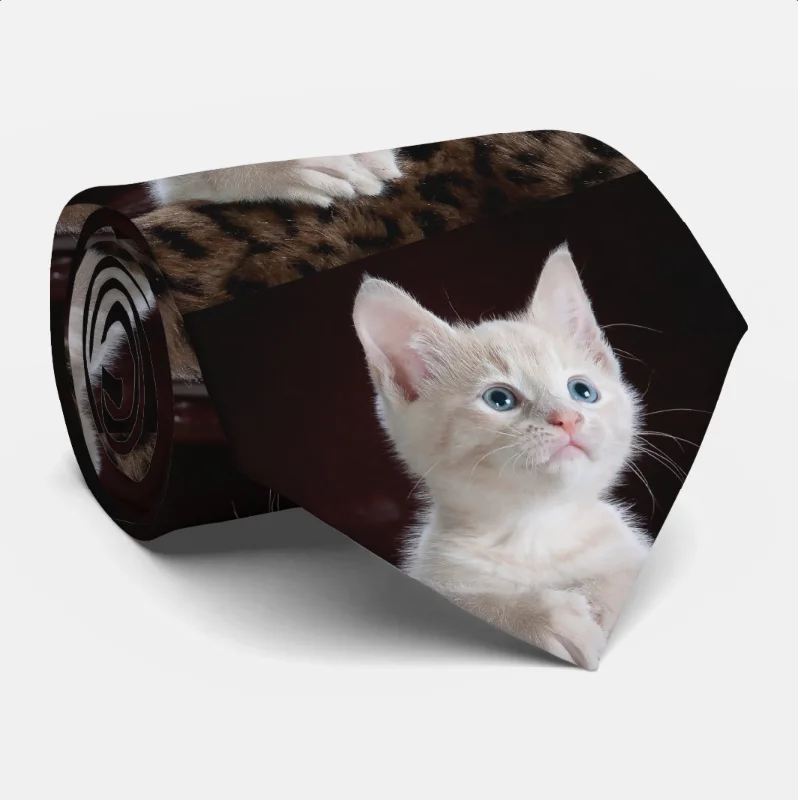 Fashionable sports Custom Pet Photo Black Necktie Personalized Tie Creative Gift For Men Fashionable sports Custom Pet Photo Black Necktie Personalized Tie Creative Gift For Men