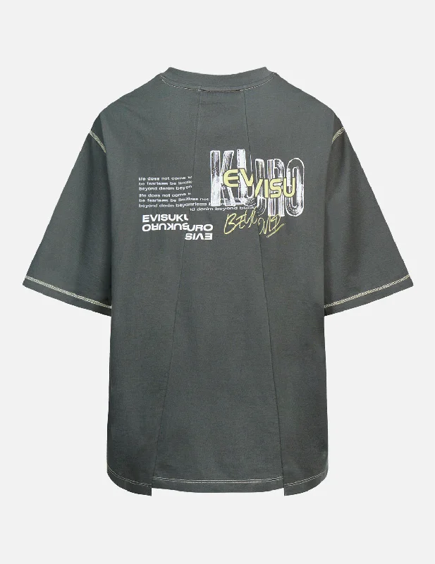 Classic Series Logo and Slogan Print Fabric blocking T-shirt