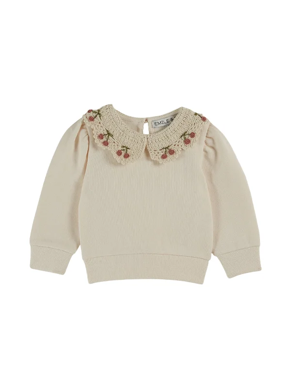 High Street Series Cherry Crochet Collar Baby Sweatshirt