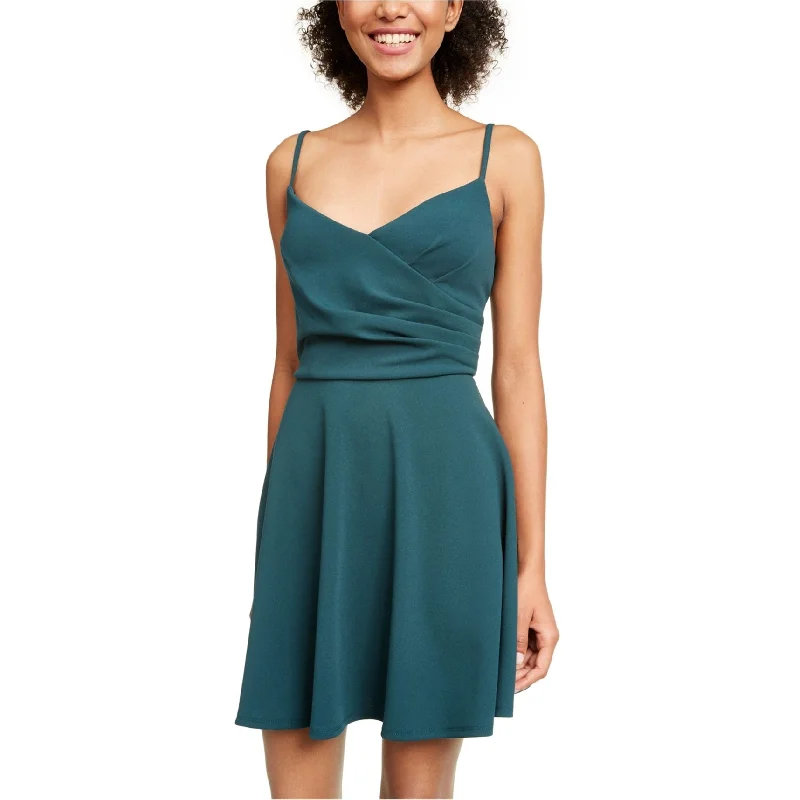 Cozy Look Trixxi Womens Rouched Fit & Flare Dress, Green, Medium