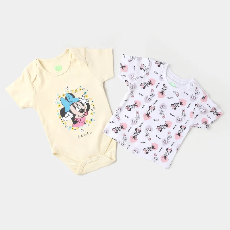 Elegant And Noble Infant Girls Cotton Set 2 Pc Character - White/Cream