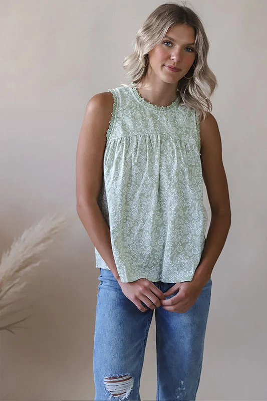 Green Tea Floral Tank