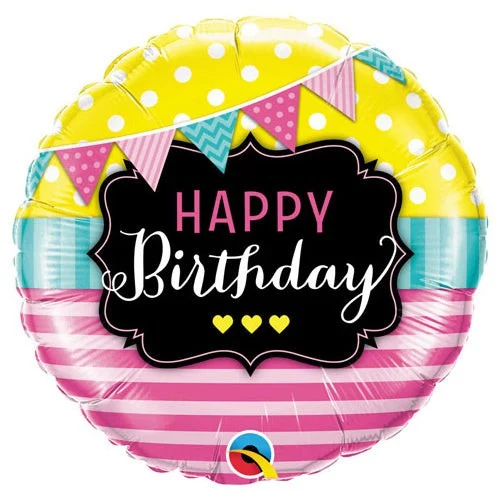 Cozy Shirts 18 inch BIRTHDAY PENNANTS & PINK STRIPES