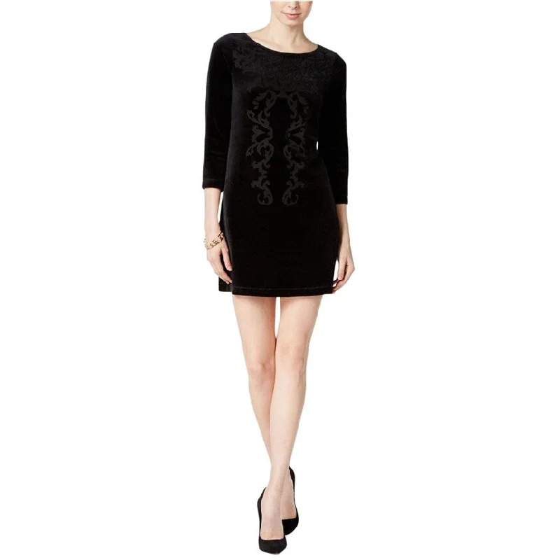 High-end Wear Sanctuary Clothing Womens Gia Flocked Velvet Sheath Dress, Black, Small