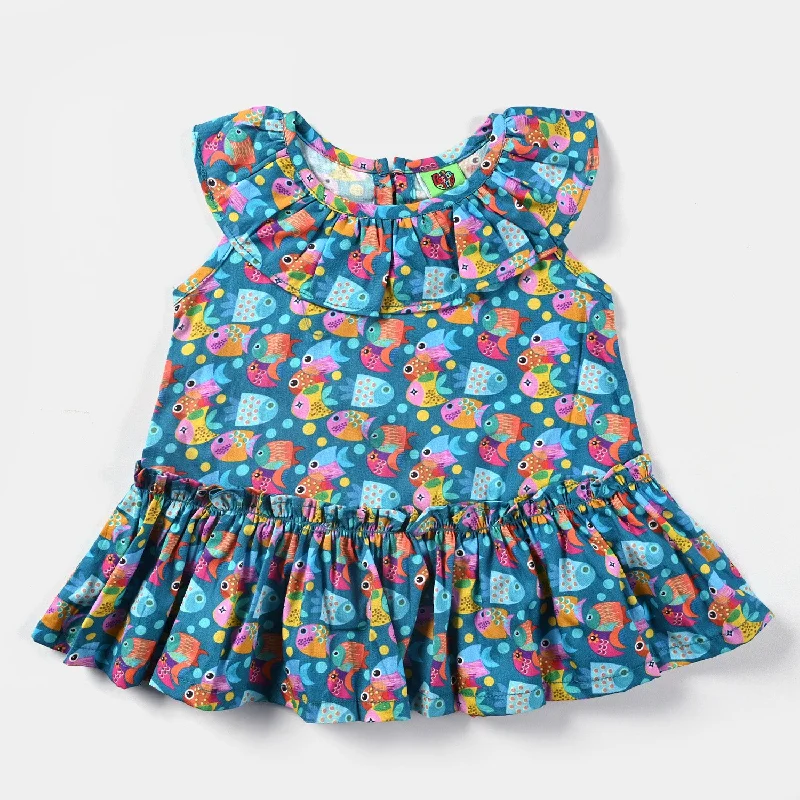 Style Design Infant Girls Cotton Poplin Casual Top Fishes-Multi