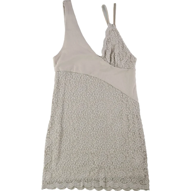 Sports Functional Style Free People Womens Lower East Side Lace-Contrast Mini Dress, Beige, Medium