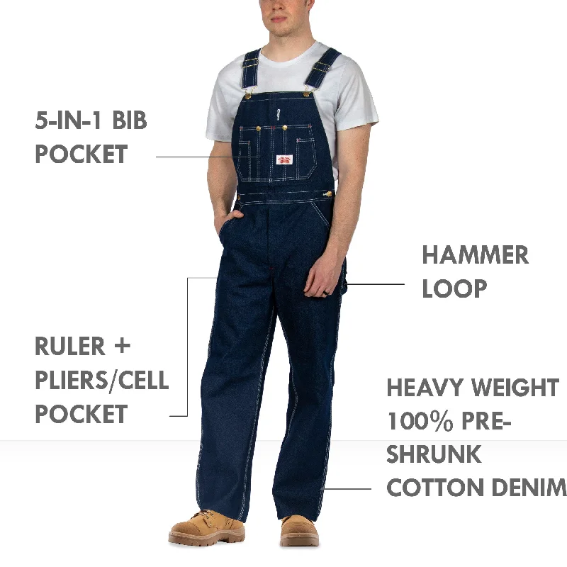 Weekend Style #966/#980 Made in USA Zipper Fly Blue Denim Bib Overalls