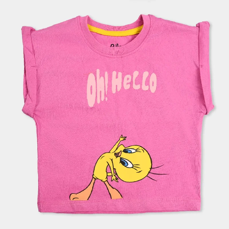 Multifunctional Style Infant Girls Slub Jersey T-Shirt Oh Hello-S.Moon