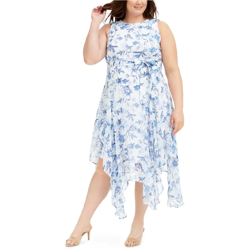 Urban Chic Calvin Klein Womens Handkerchief-Hem Sheath Dress, Blue, 16W