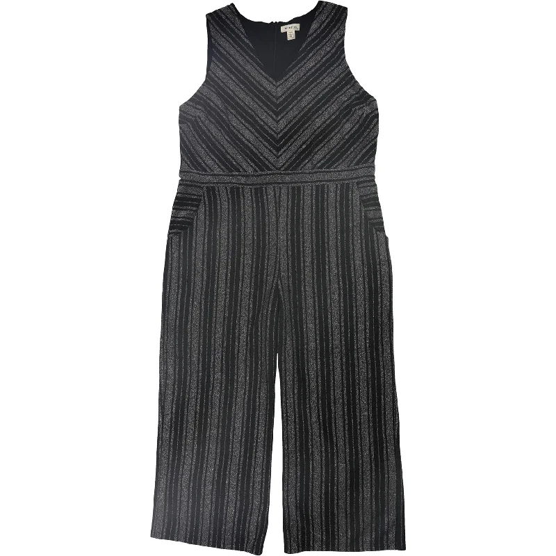 Sports And Leisure Monteau Womens Stripe Jumpsuit, Metallic, 2X