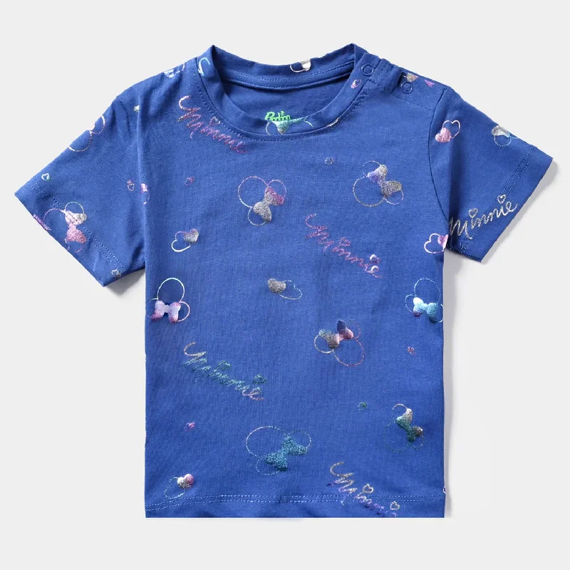 Boutique display Infant Girls Cotton Jersey T-Shirt-True Navy