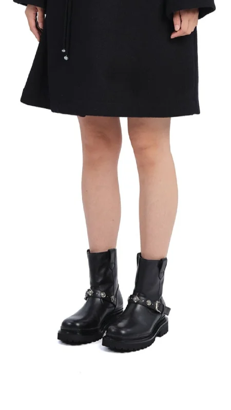 Advanced Design Buckle-Strap Leather Biker Boots