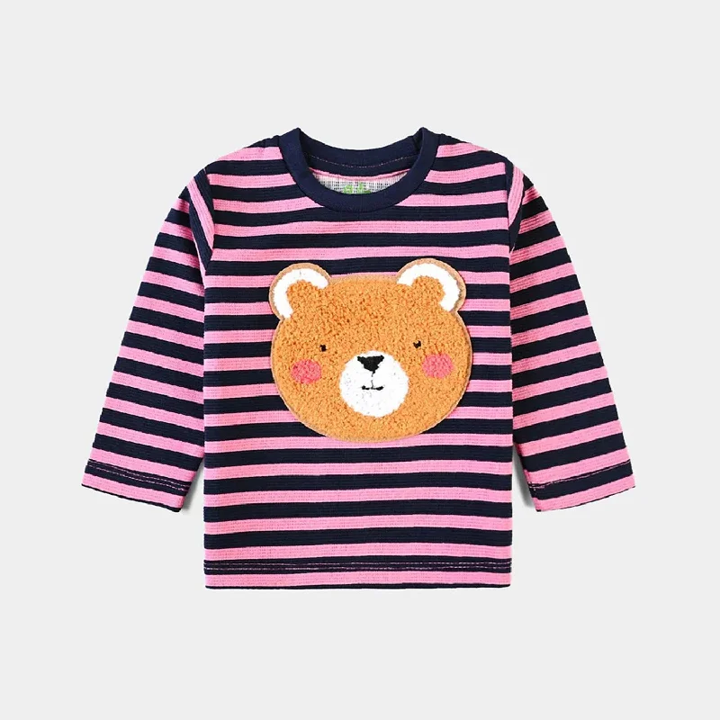 Fashion Wear Infant Girls Cotton Jersey T-Shirt Bear-Pink