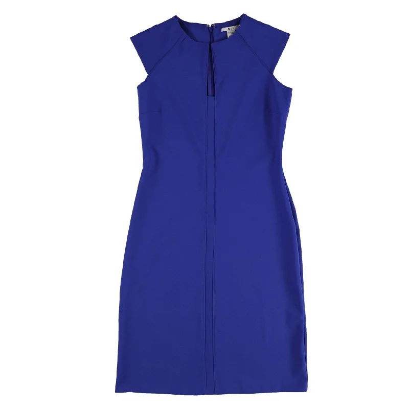 Printed pattern bar III Womens Split-Neck Bodycon Dress, Blue, Small