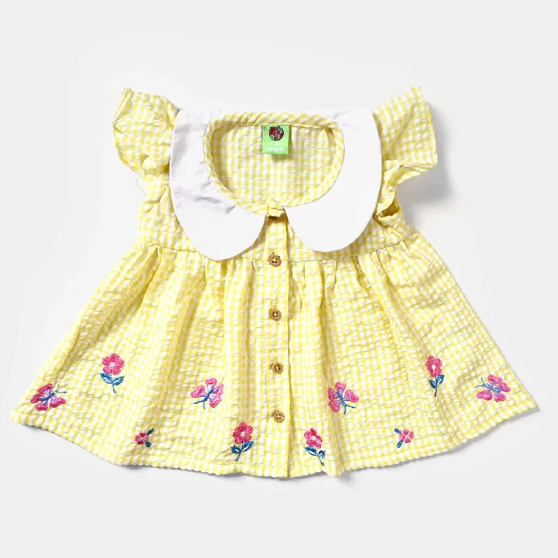 Summer Comfort Infant Girls Poly Cotton Emb Top Check pattern