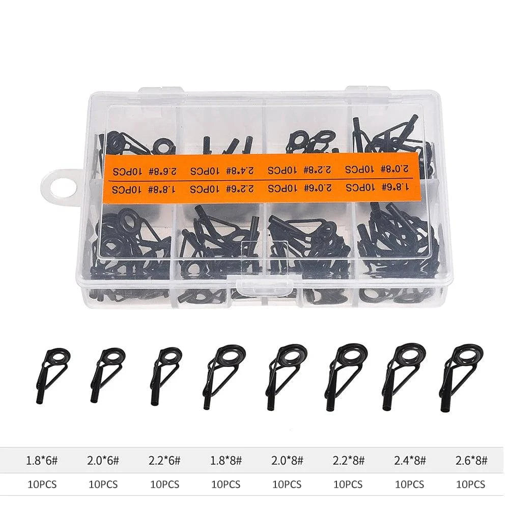 Carefree 80Pcs Telescopic Fishing Rod Guide Tip Repair Kit Rod DIY Eye Rings Fishing Rod Guide Fishing Tackle For Outdoor Fishing