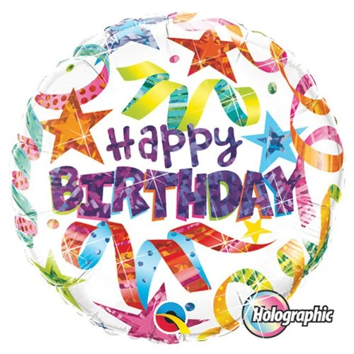 Relaxed Fashion 18 inch BIRTHDAY STARS & STREAMERS WHITE