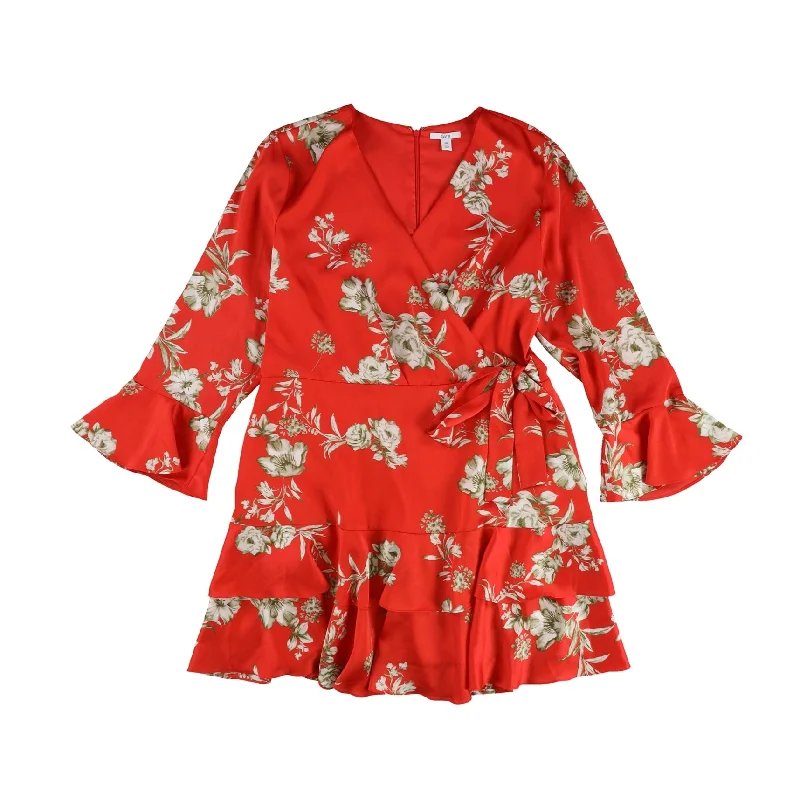 Soft Layers bar III Womens Faux-Wrap Flounce Dress, Red, XX-Large