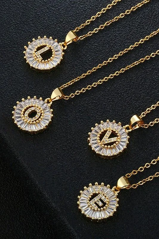 Design Trend Gold Initial Sun Pendant Necklace {F, V, W} - RESTOCKED