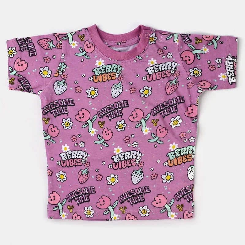 Short skirt design Infant Girls Cotton Jersey T-Shirt Berry Vibes-Violet Tulip
