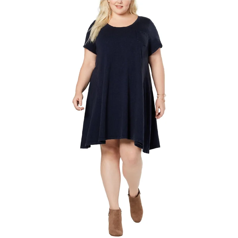 Sweet breath Style & Co. Womens Washed Cotton Shirt Dress, Blue, 0X