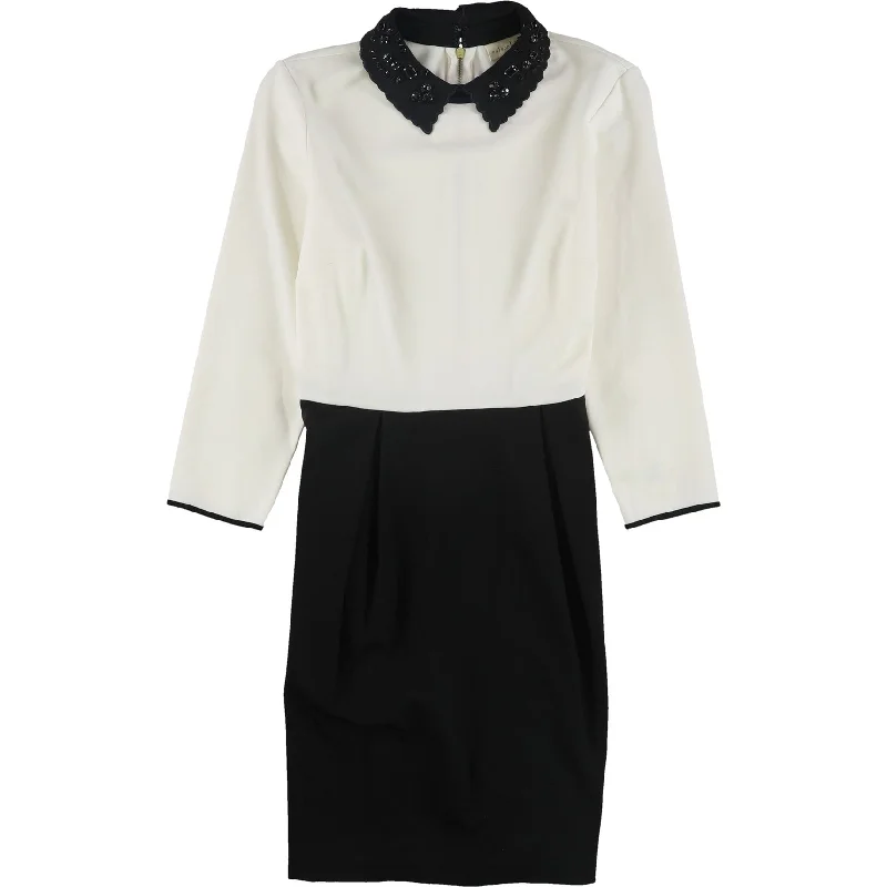 Classic Design maison Jules Womens Embellished Colorblocked A-line Dress, Black, Medium