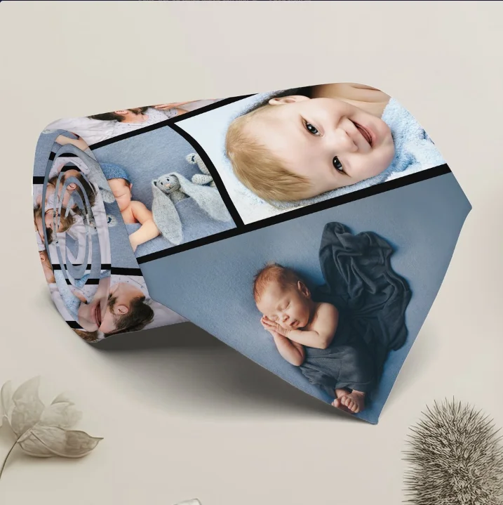 Cool Breeze At Night Custom Photo Collage Necktie Personalized Tie Creative Gift For Men