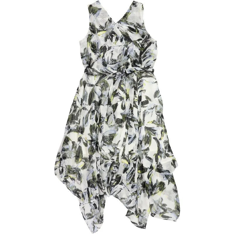 Sports High Waist Style bar III Womens Floral Asymmetrical Dress, Blue, Large