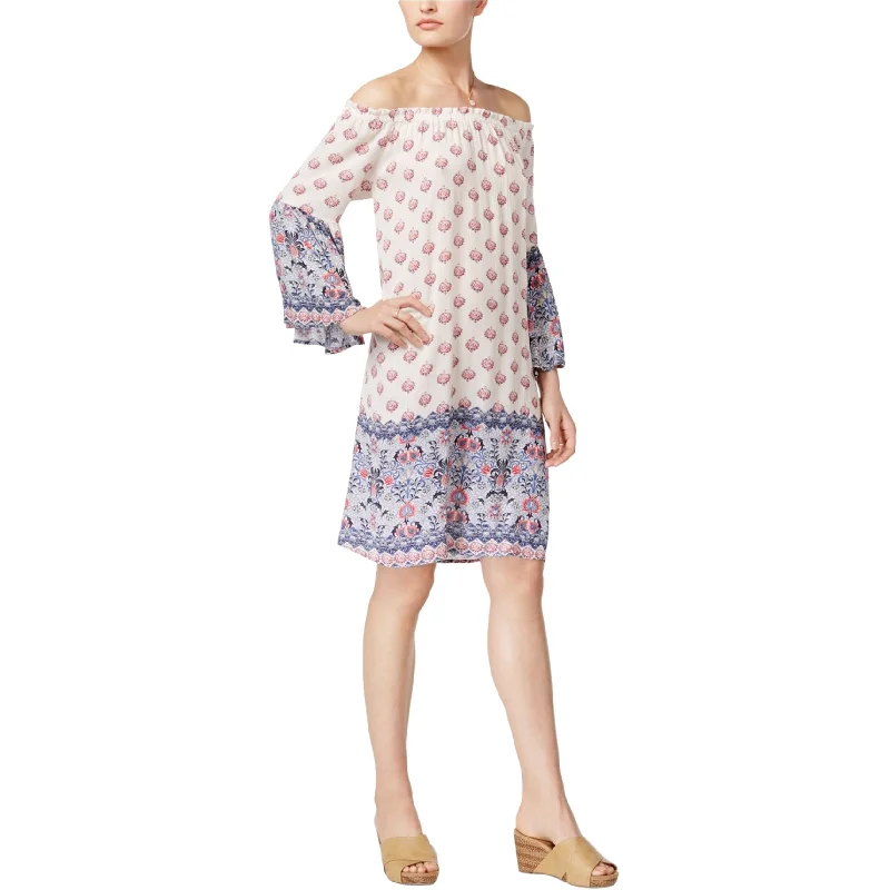 Fresh Wear Style & Co. Womens Bell Sleeve Shift Dress, Off-White, Small