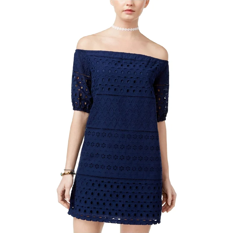 Trendy Traveler City Studio Womens Off-The-Shoulder Shift Dress, Blue, Small