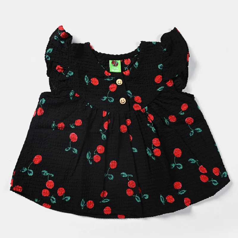 Everyday Comfort Infant Girls Poly Cotton Casual Top Cheery-BLACK